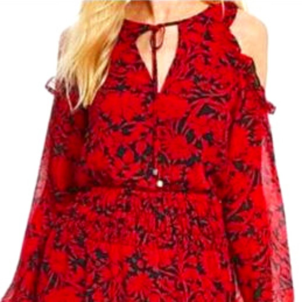 Michael Kors Dress Cold Shoulder Floral Women 2X
